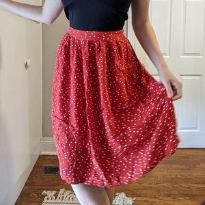 Red Polkadot Midi Skirt